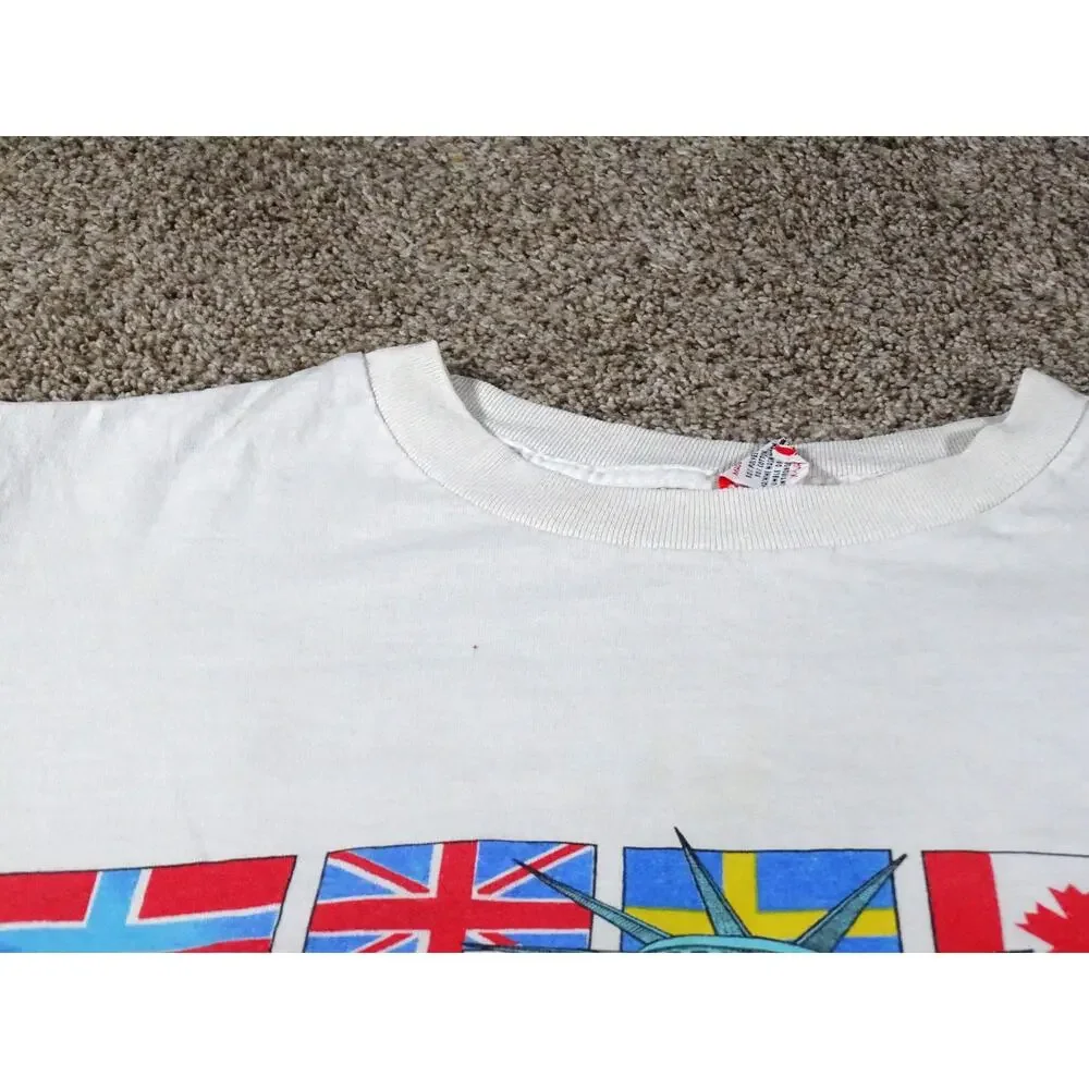 Vintage Statue Of Liberty T-Shirt XL NYC Souvenir Flags 90s Single Stitch